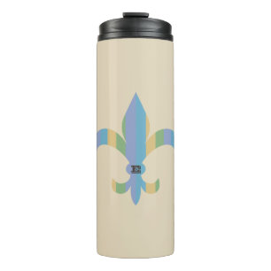Garrafa Térmica Lis Flor Monogramada Listrada