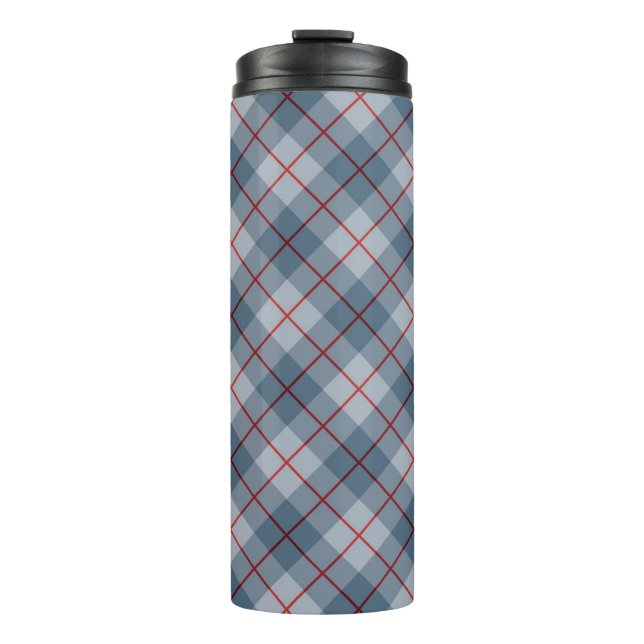 Garrafa Térmica Listra Azul-Vermelha da xadrez diagonal (Frente)