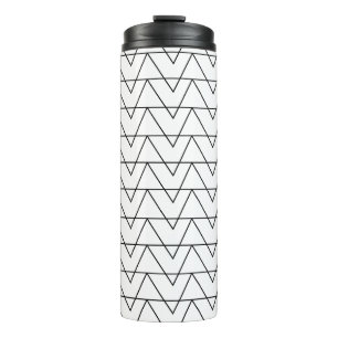 Garrafa Térmica Listra de Chevron Preto e Branco