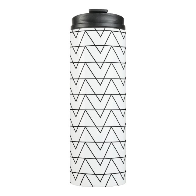 Garrafa Térmica Listra de Chevron Preto e Branco  (Frente)