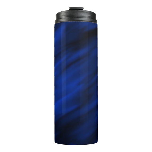 Garrafa Térmica Listras de Abstrato Real Azul e Preto (Frente)