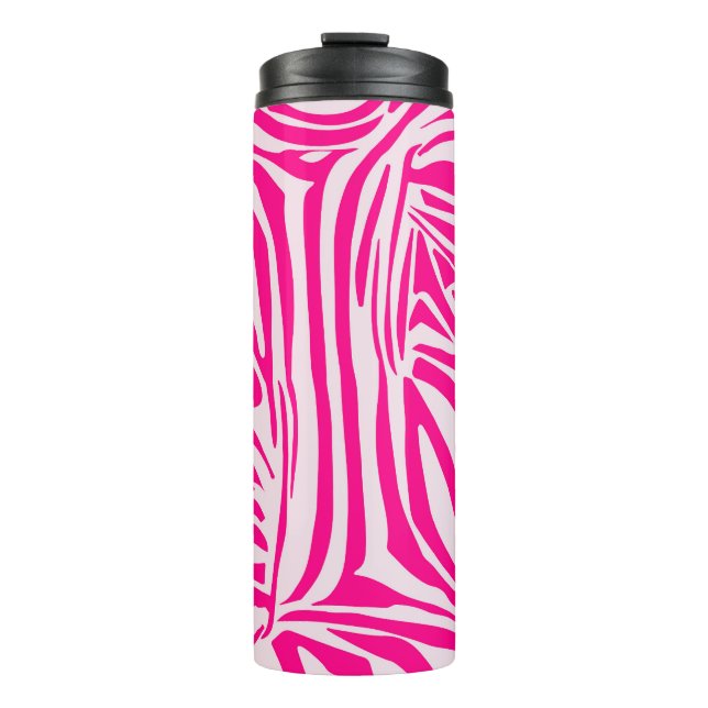 Garrafa Térmica Listras de zebra rosa (Frente)