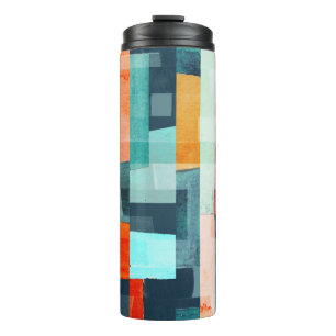 Garrafa Térmica Listras geométricas multicolores, padrão de tendên
