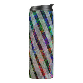 Garrafa Térmica Listras inclinadas e arranhões e linhas coloridas