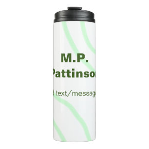 Garrafa Térmica Listras laranja verdes adicionam nome mensagem tex