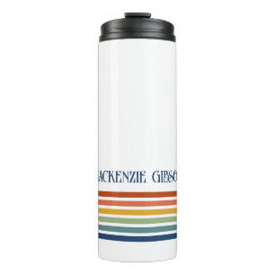 Garrafa Térmica Listras Minimalistas Monogramadas Retrô