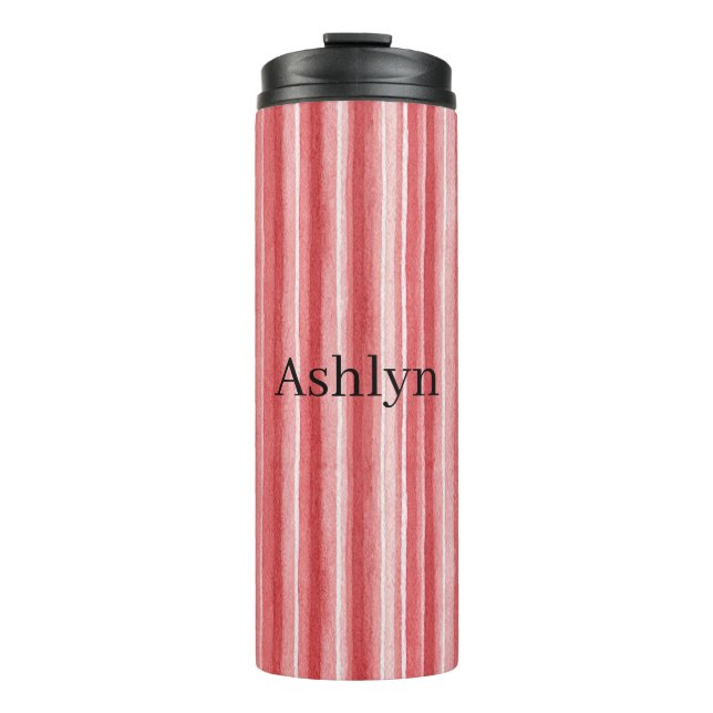 Garrafa Térmica Listras Rosa Bege Branco Vermelho (Frente)