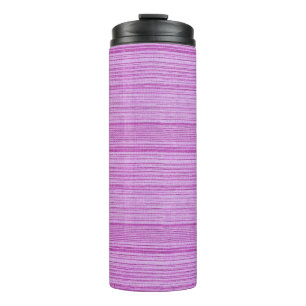 Garrafa Térmica Listras rosa e brancas texturizadas