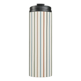 Garrafa Térmica Listras Verticais Boho Tons Terrosos Padrão Minima