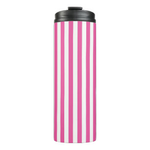 Garrafa Térmica Listras Verticais Rosa Quente e Branco Encantadora