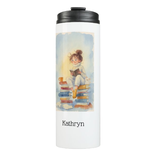 Garrafa Térmica Literary Girl Book Personalized Thermal Tumbler (Frente)