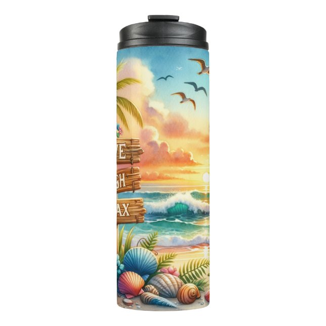 Garrafa Térmica Live Love Laugh Beach Thermal Tumbler (Frente)