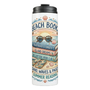 Garrafa Térmica Livros de Praia Design de Leitura de Verão
