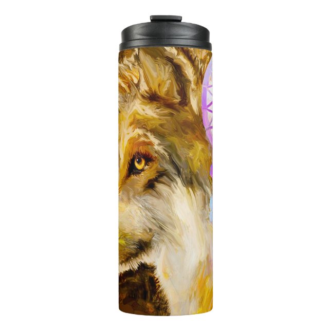 Garrafa Térmica Lobo com Apanhador de Sonhos (Frente)