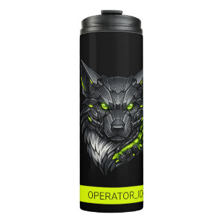 Garrafa Térmica Lobo Mecha Cyberpunk Nome Personalizado