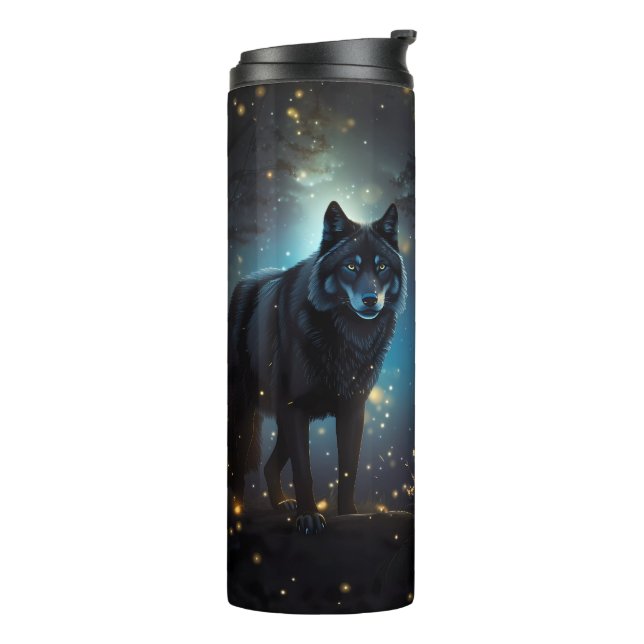 Garrafa Térmica Lobo Negro Misterioso (Giro à esquerda)