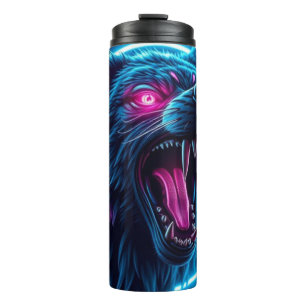 Garrafa Térmica Lobo Neon de Terror Olhos Brilhantes Fantasia Somb