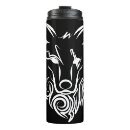 Garrafa Térmica Lobo Tribal Preto e Branco