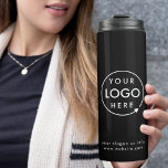 Garrafa Térmica Logo | Empresa empresarial com marca negra<br><div class="desc">Um simples modelo de negócios preto personalizado em um estilo moderno minimalista que pode ser facilmente atualizado com o logotipo e o texto de sua empresa. Se você precisar de ajuda para personalizar este produto, entre em contato comigo usando o botão de mensagem abaixo e terei todo o prazer em...</div>