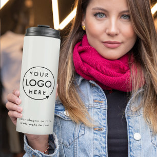 Garrafa Térmica Logotipo comercial   Cinzas Mínimas Modernas Corpo