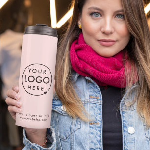 Garrafa Térmica Logotipo comercial   Mínimo Moderno Cor-de-rosa-cl