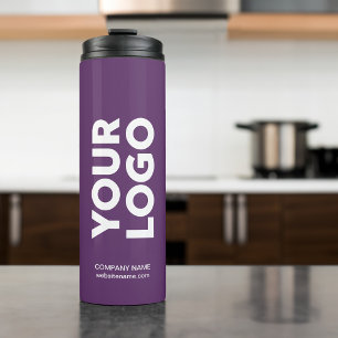 Garrafa Térmica Logotipo e texto personalizados em roxo