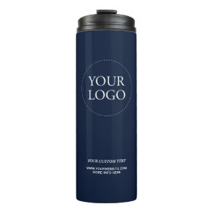 Garrafa Térmica Logotipo Empresarial Minimalista Marinho Simples T