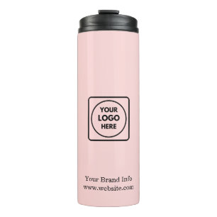 Garrafa Térmica Logotipo Rosa Bege Corporativo Moderno Minimalis