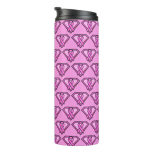 Garrafa Térmica Logotipo rosa do Diamond de Consciência do Cancer