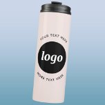 Garrafa Térmica Logotipo simples com texto cor-de-rosa<br><div class="desc">Adicione seu próprio logotipo e escolha de texto a este design. Remova o texto superior ou inferior,  se preferir. Minimalista e profissional. Excelente para marcas de funcionários ou como promocional para seus clientes e clientes.</div>