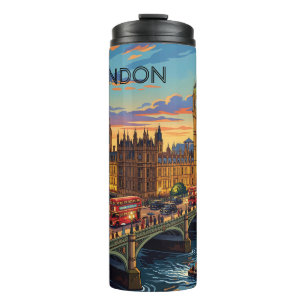 Garrafa Térmica Londres Inglaterra Viagem Arte Vintage