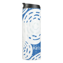 Loops de círculo Abstrato Azul e Branco personaliz