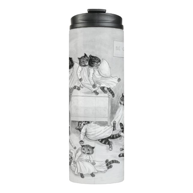 Garrafa Térmica Louis Wain Cat Art Seja Boa Luta travesseiro (Frente)