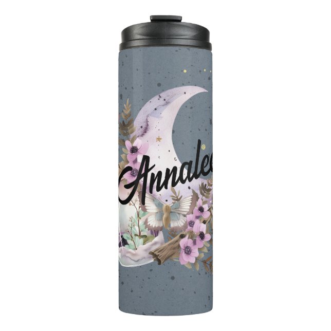 Garrafa Térmica Lua Anêmona de Lavanda Mística de Boho Personaliza (Frente)