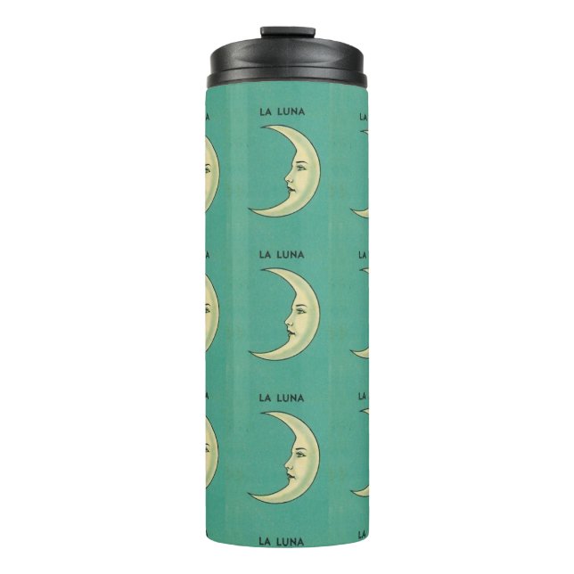 Garrafa Térmica Lua crescente venenosa La Luna teal e amarela (Frente)
