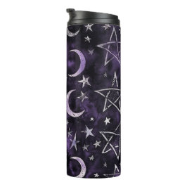 Garrafa Térmica Lua gótica oculta e pentagramas