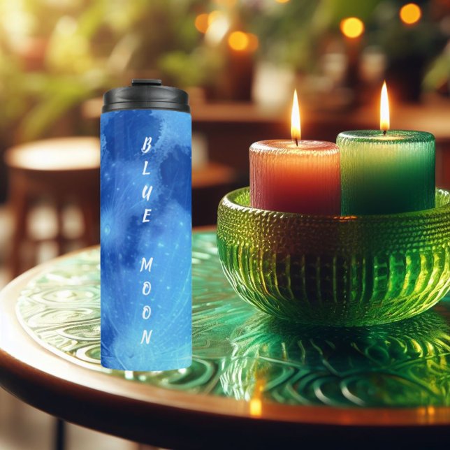 Garrafa Térmica Lua Super Azul no Céu (Criador carregado)