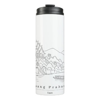 Garrafa Térmica Luang Prabang Laos Arte de Linha Minimalista