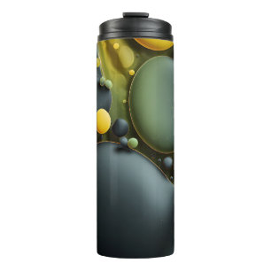 Garrafa Térmica Luminous Fluid Dynamics: Yellow and Green Abstract