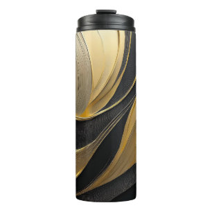 Garrafa Térmica Luxo Dourado e negro moderno