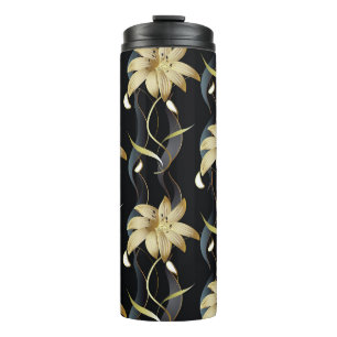 Garrafa Térmica Luxo Floral Striped: 3D Vintage.