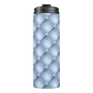 Garrafa Térmica Luxo Padrão Rendado de Diamante Azul Claro