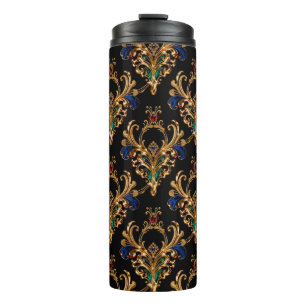 Garrafa Térmica Luxuoso Vitoriano Preto Dourado