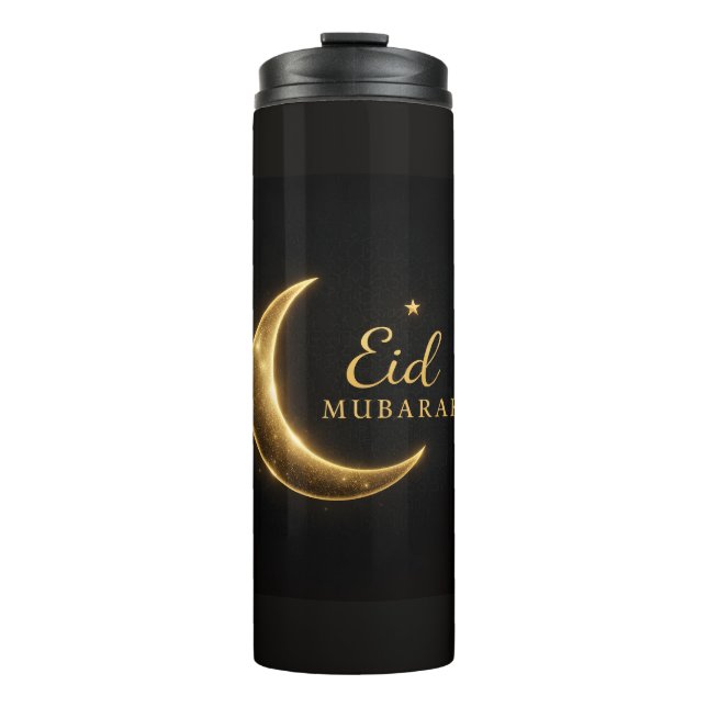 Garrafa Térmica Luxury Gold Crescent Eid Mubarak Bottle Modern Isl (Frente)