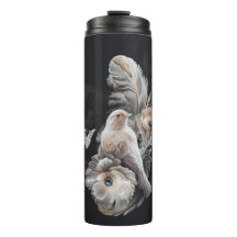 Luxury Tumbler com pássaro, flores, penas 1