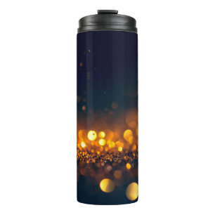 Garrafa Térmica luzes brilhantes de fundo gelado, desfoque de bril