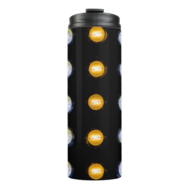 Garrafa Térmica Luzes LED, fundo de abstrato de encerramento. (Frente)