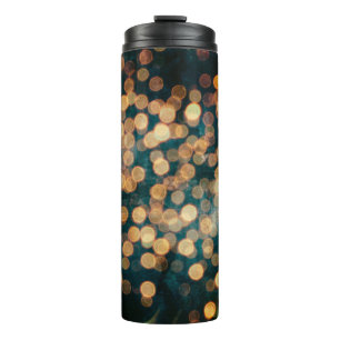 Garrafa Térmica luzes no fundo abstratas, fundo, preto, desfocado