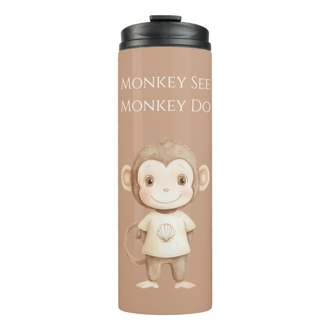 Garrafa Térmica Macaco Marrom Creme Faça o Que Eu Faço (Frente)