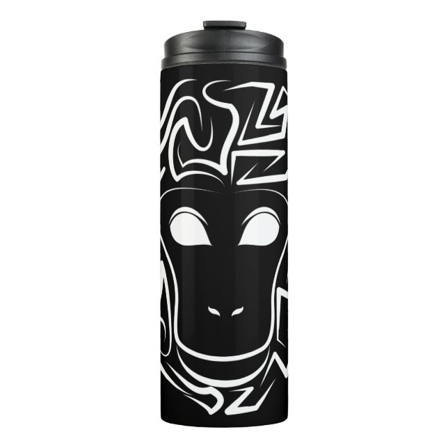 Garrafa Térmica Macaco preto e branco tribal (Frente)
